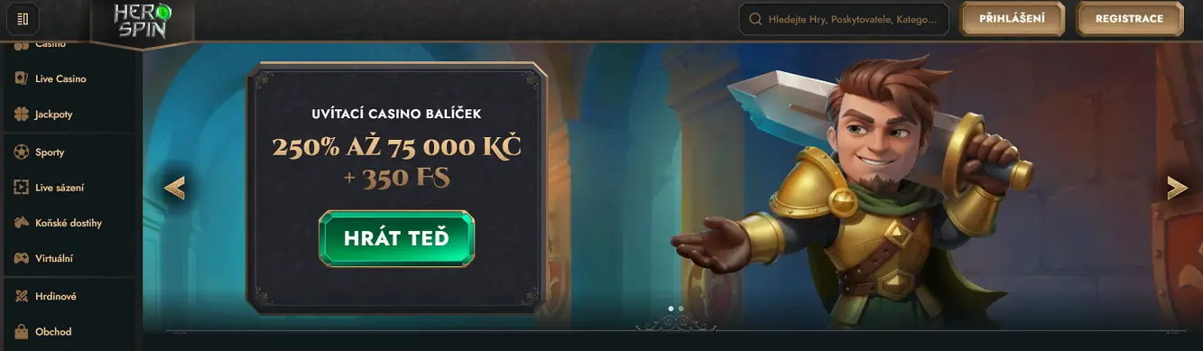 HeroSpin Casino Hlavní menu