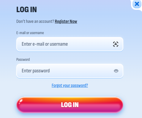 Nomini Online Casino Přihlašovací menu