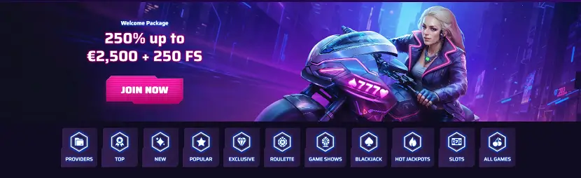 Roby Casino Hlavní menu